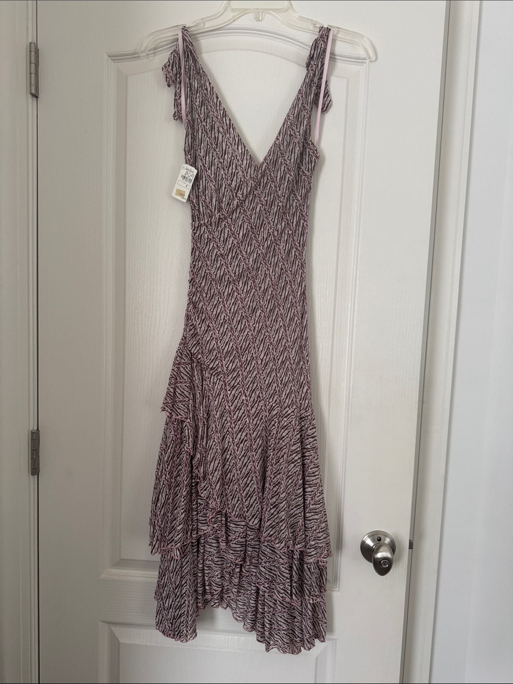 Diane Von Furstenberg Silk Sleeveless V-Neck Midi Dress with Tie Straps - Picture 4 of 6